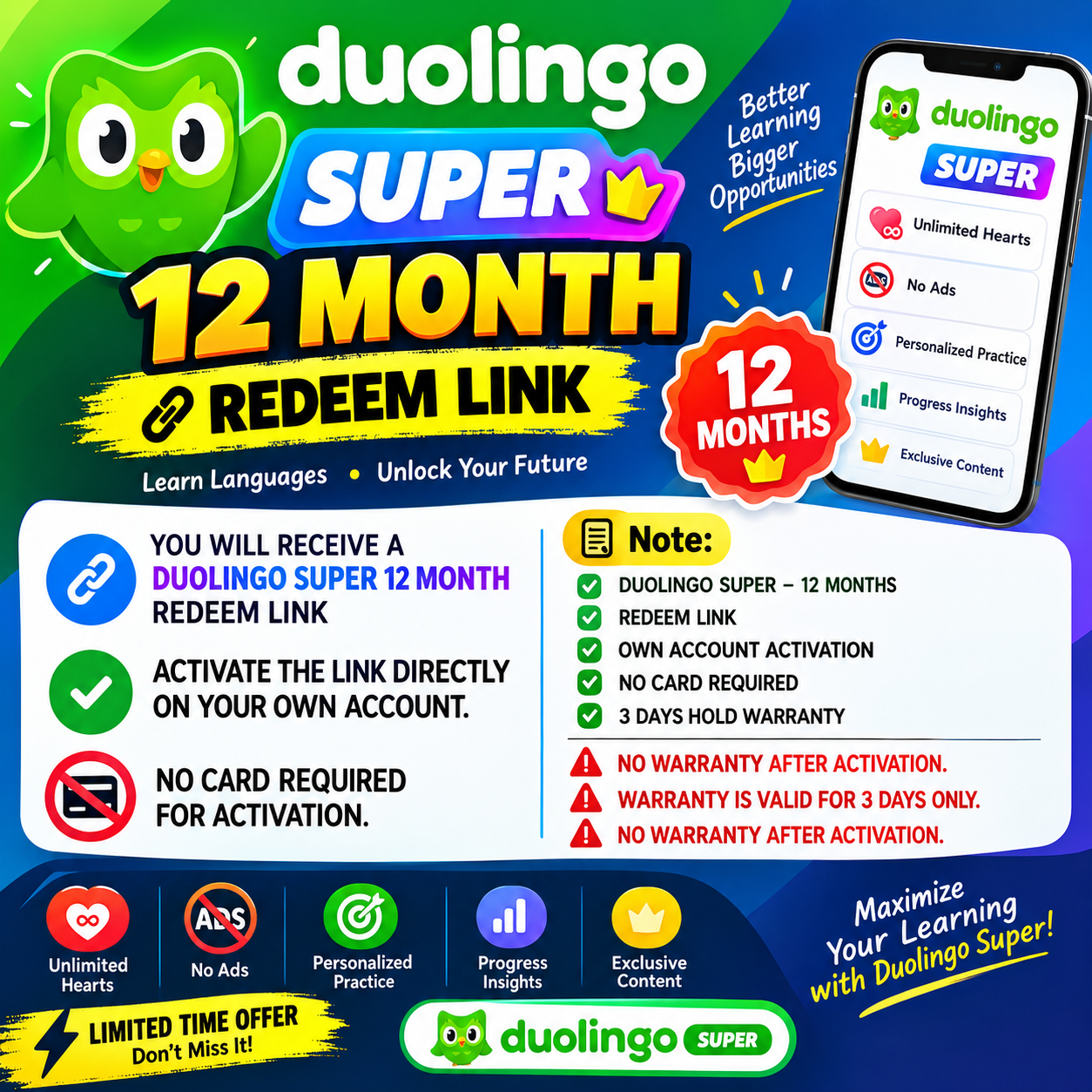 Super Duolingo 12M Redeem Link